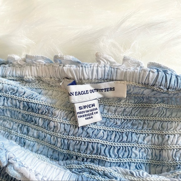 AMERICAN EAGLE OUTFITTERS Size S Smocked Off-Shoulder Tie Dye Long Sleeve Shirt - Picture 6 of 9